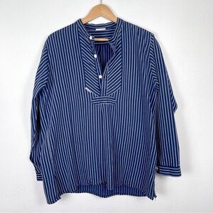 Modas Sz. L Blue pinstrip 100% cotton blend tunic top